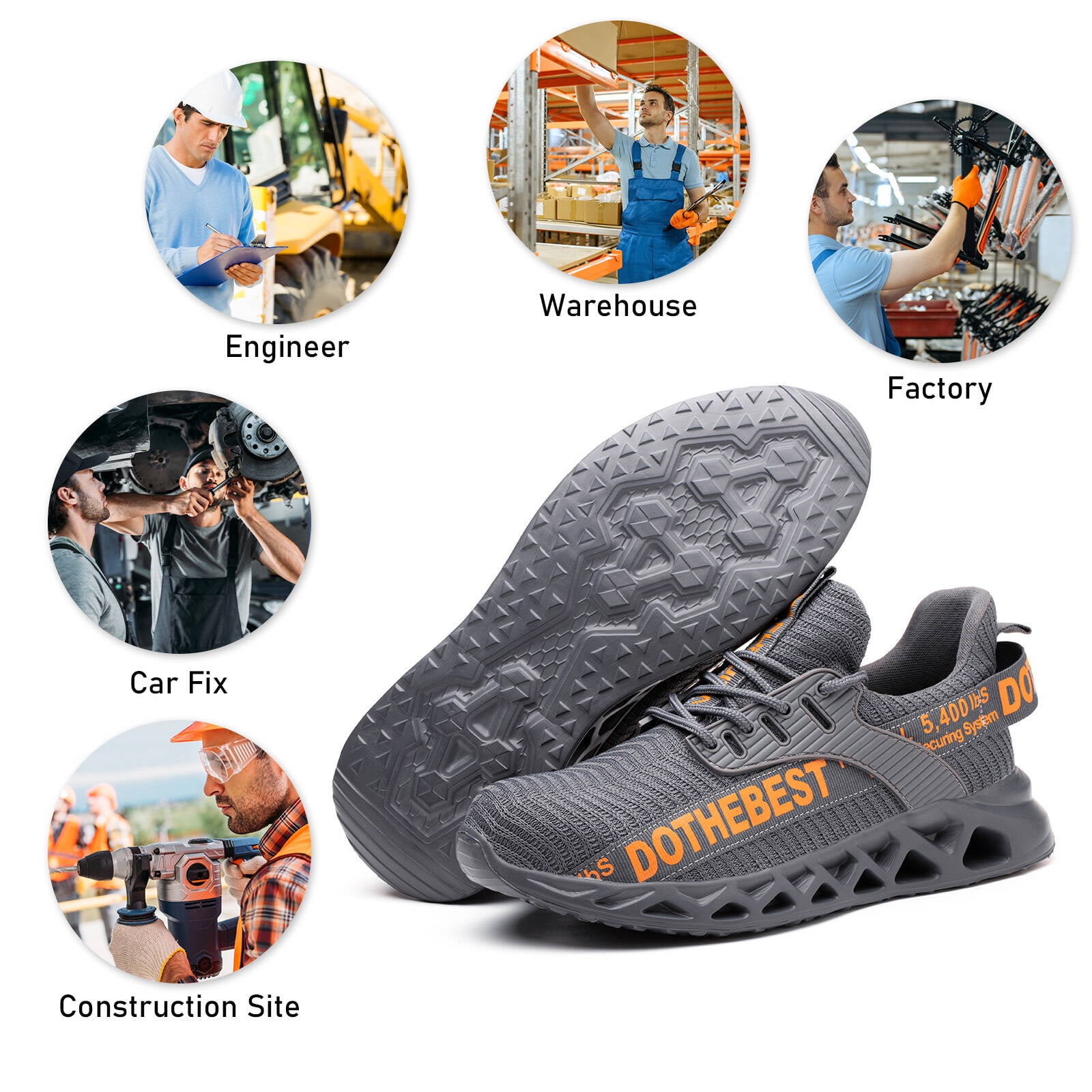Furuian Steel Toe Shoes Men’s 10.5 Safety Work Sneakers Heavy Duty Factory Furuian Steel Toe Shoes for Men Comfortable Safety Jamaica  main image 3