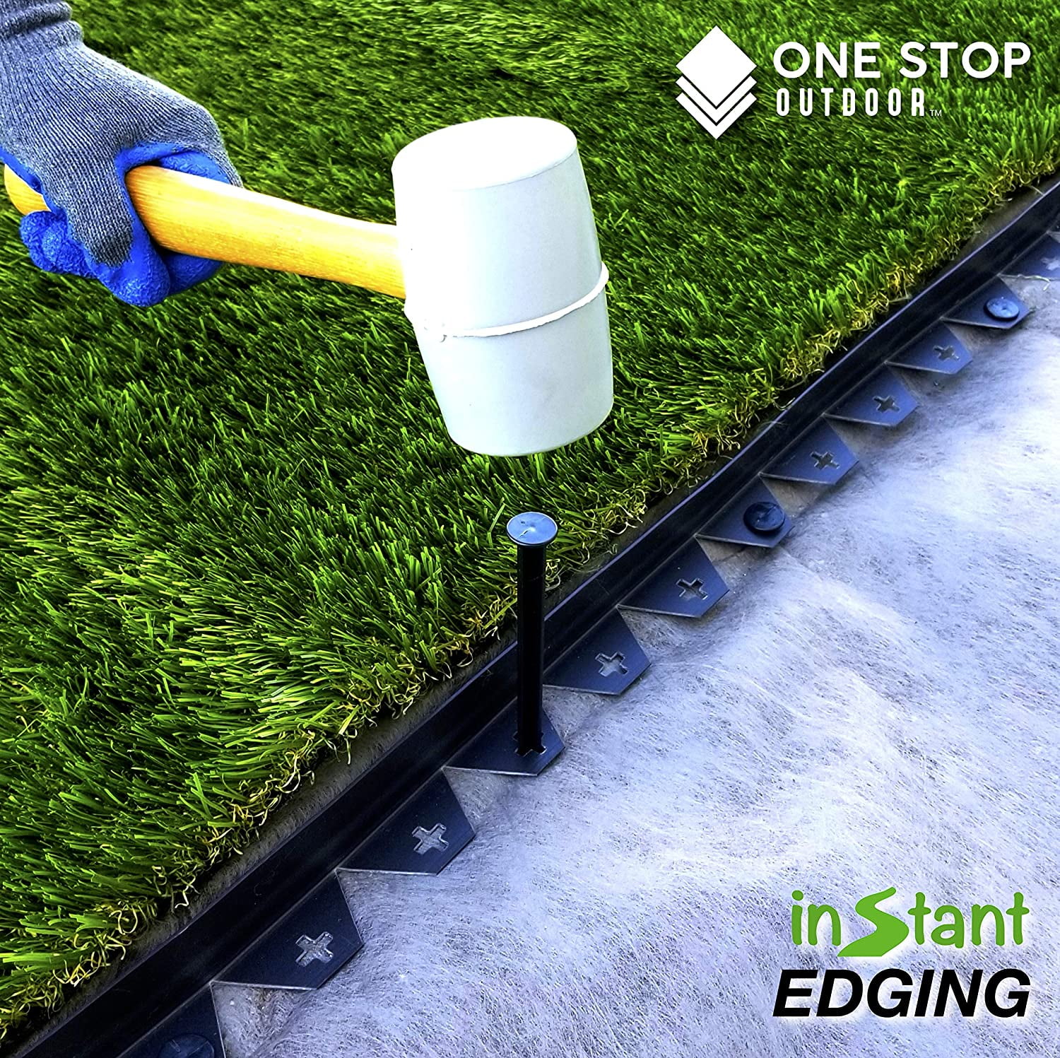One Stop Outdoor Instant Edging - 30ft No Dig Edging Kit, for Landscaping, and Flower Gardens - Includes 30 Edging Stakes (30ft' Edging Kit)