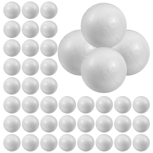 WRITWAA 50 Pcs Boules de Polystyrène Blanc Solide Rondes pour Bricolage et Décoration d'Événements
