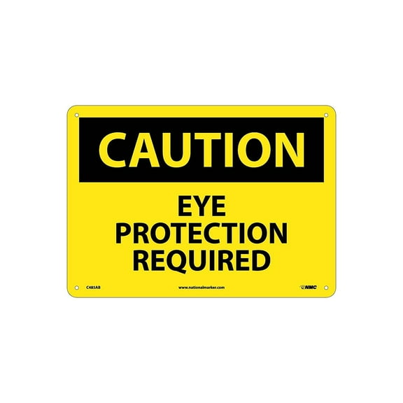 National Marker Caution Signs; Eye Protection Required 10X14 .040 Aluminum C485AB