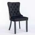 thumbnail image 3 of High-Back Tufted Velvet Dining Chair with Nailhead Trim, Solid Wood Legs, 2-Piece Set, 3 of 16