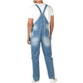 thumbnail image 4 of Besolor Men's Ripped Denim Bib Overalls Casual Loose Adjustable Straps Wide Straight Leg Jeans Jumpsuits with Pockets, 4 of 7