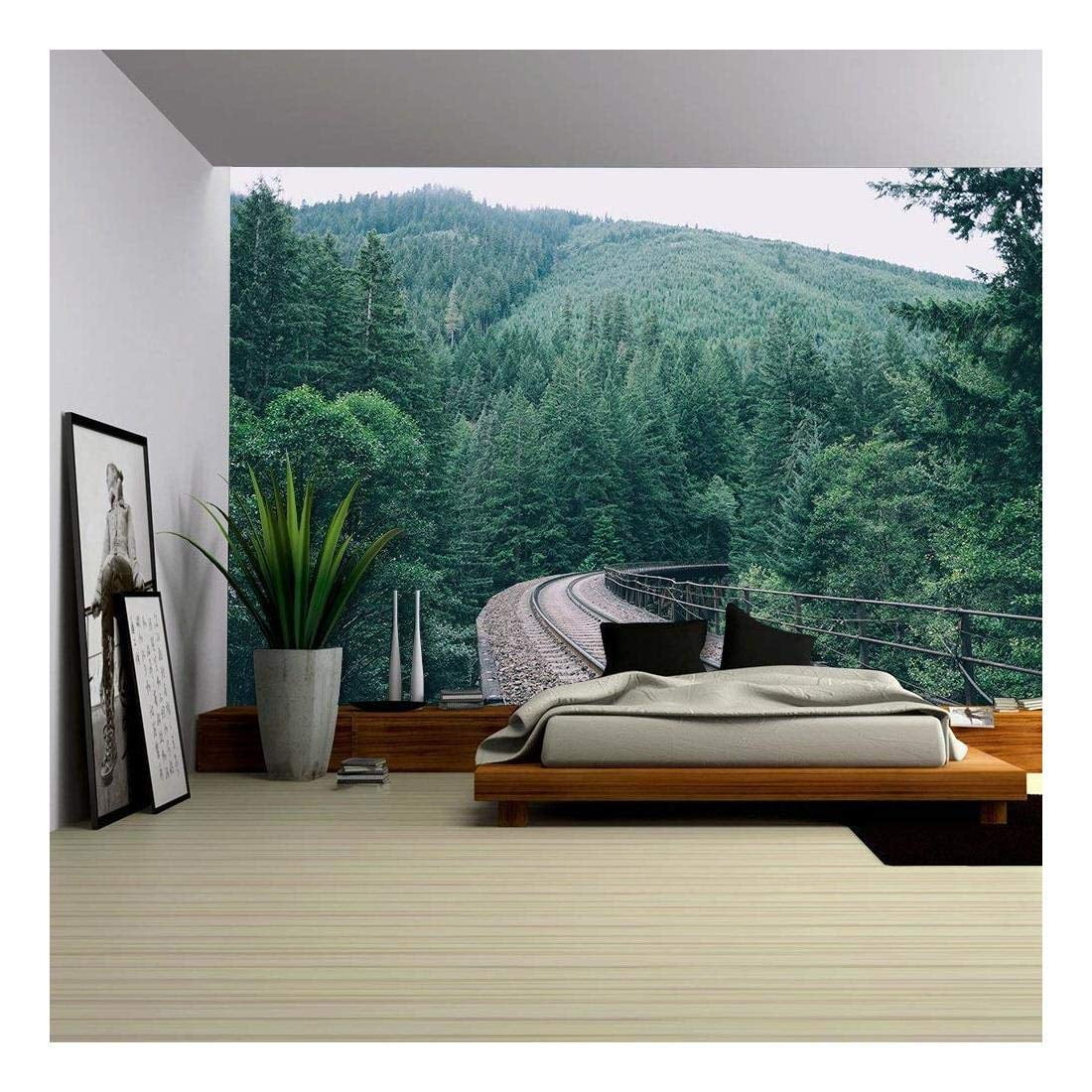 wall26 Railway Through the Forest Removable Wall Mural Self
