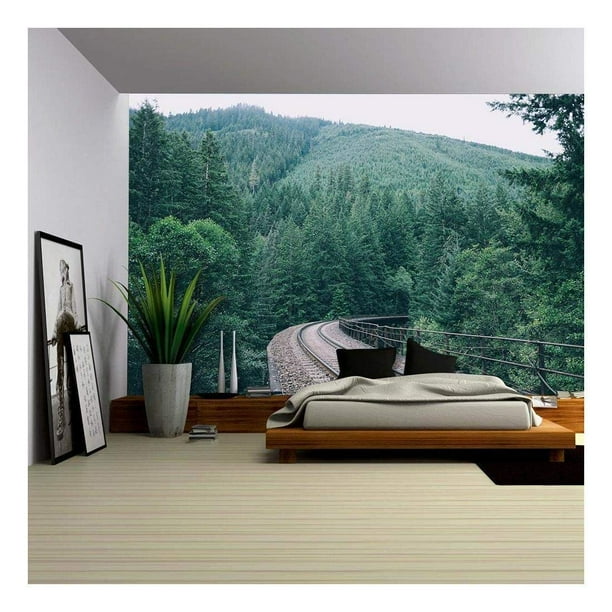 wall26 Railway Through the Forest Removable Wall Mural Self