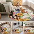 thumbnail image 5 of Spring Dog Round Area Rug 8Ft Washable Large Circle Rugs for Living Room Dorm, Rustic Watercolor Botanical Floral Sunflower Non-Slip Carpet Floor Mats Indoor Outdoor Carpet Runner Home Decor, 5 of 8
