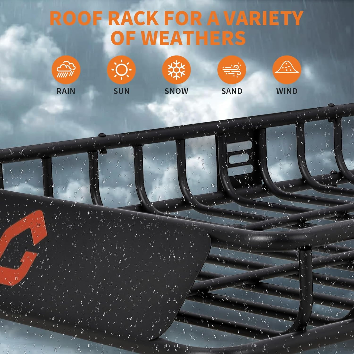 Mescukay 64" x 39" Roof Rack, Heavy Duty Car Rooftop Cargo Carrier Basket with Cargo Net, Luggage Holder Extension for Universal, Pick Up Trucks, 200 lbs Capacity