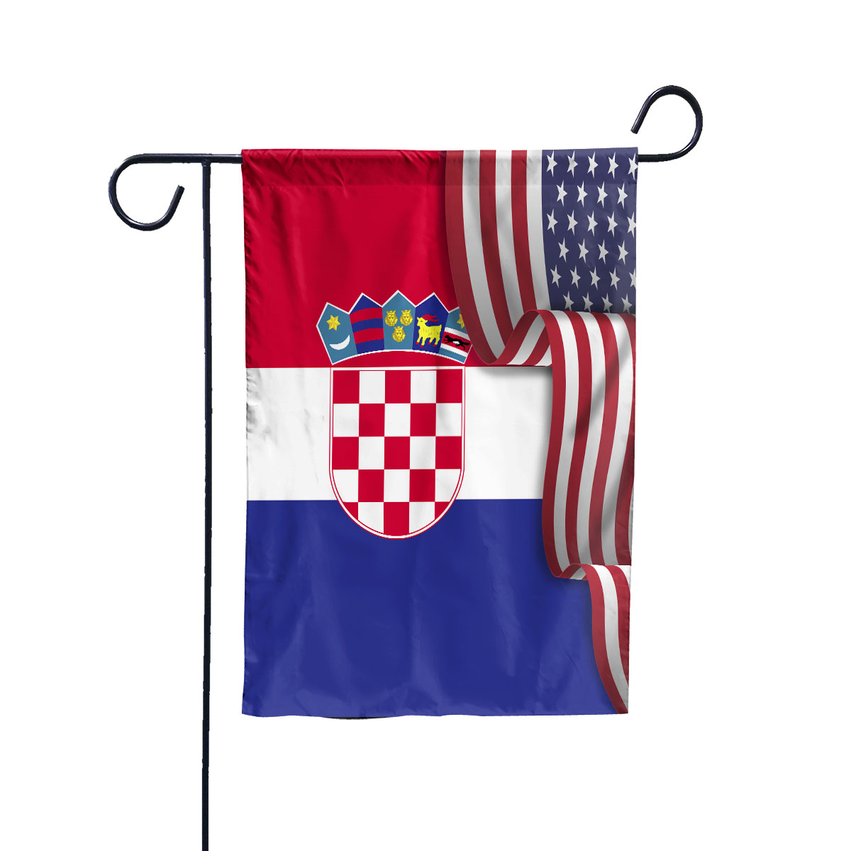 Flag Waving American Flag Croatian Croatia U.S.A Friendship Patriotic Proud House Flag, Double-Sided Decorative Outdoor Flag, Patriotic Polyester Yard Flag 29.5 x 39.5 in