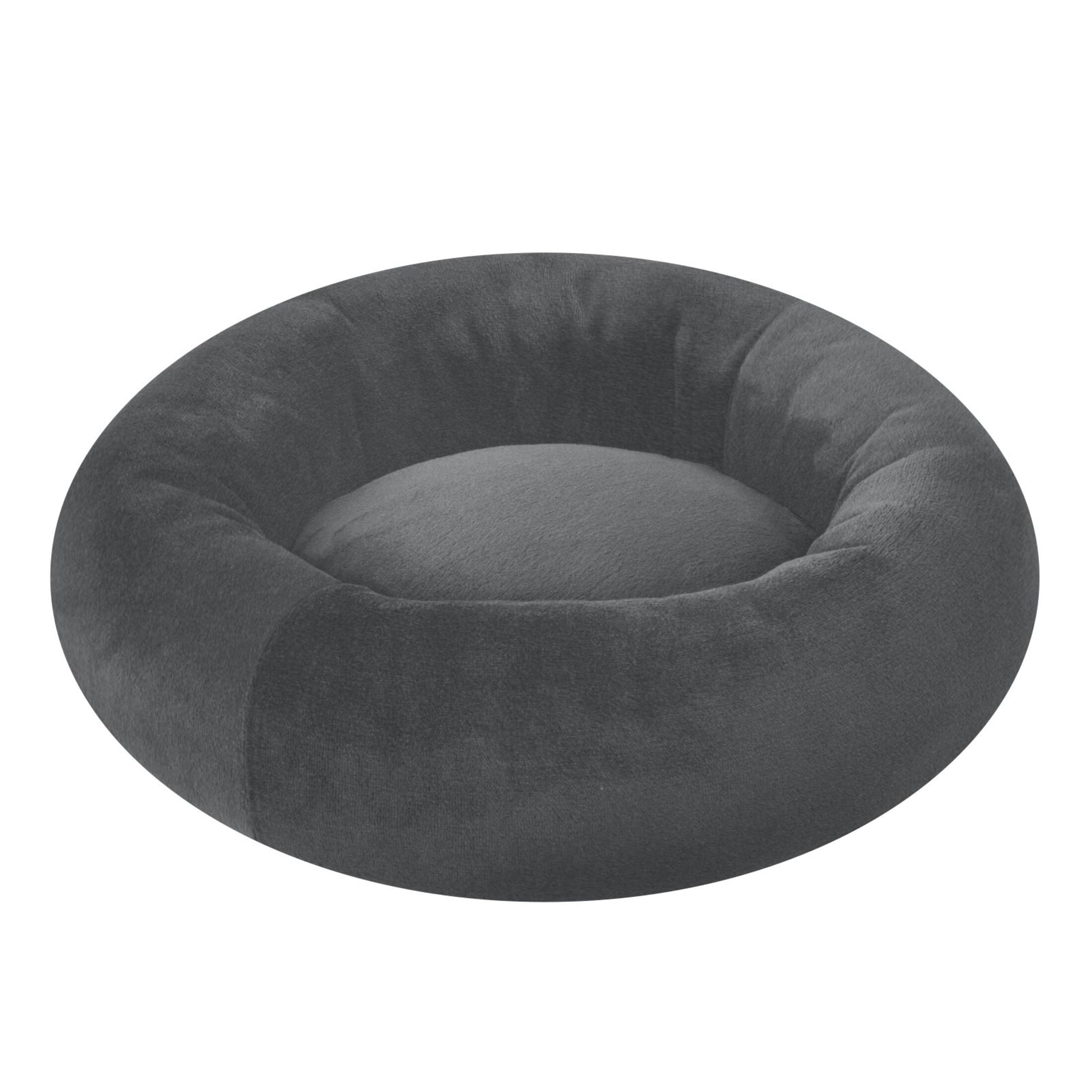 Iauyy Pet Couch Donut Cat Bed for Indoor Cats/Small Dogs Washable & Machine with Non-slip Bottom Calming Cat Furniture, Dark Gray Solid Color (M)