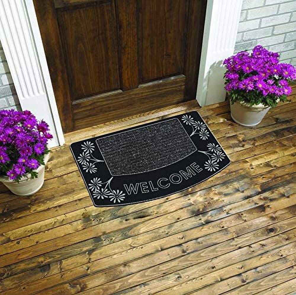 J&V TEXTILES Original Durable Rubber Door Mat, 18x28, Heavy Duty Doormat, Indoor Outdoor, Waterproof, Easy Clean, Low-Profile Mats for Entry, Garage, Patio Aloha Silver