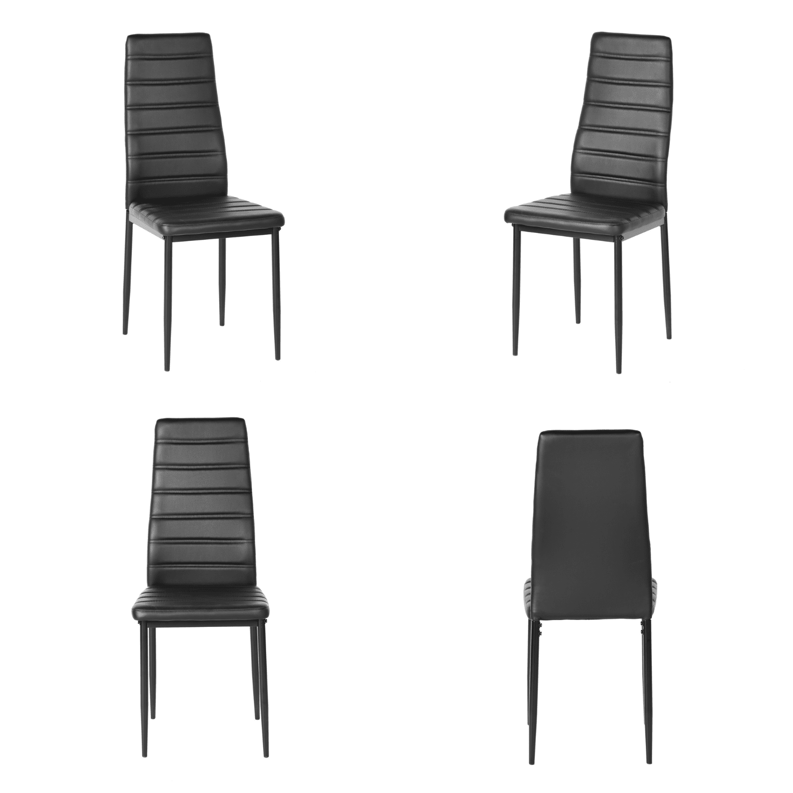 Homy Casa Set of 4 Black Faux Leather Dining Chairs Modern Slim-Back Kitchen & Dining Room Seating