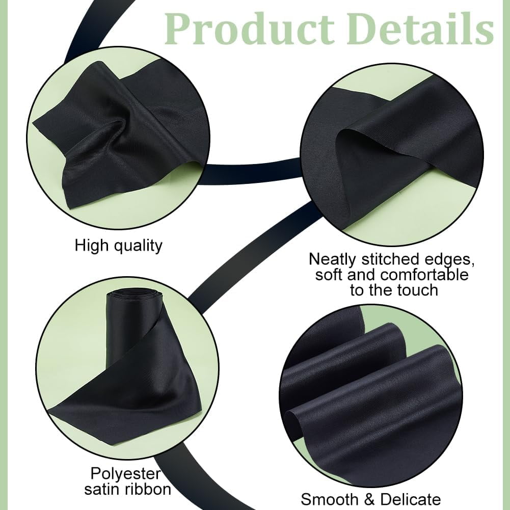 6 inch x 32yd Black Satin Ribbon Outdoor Ribbon Solid Black Fabric for Easter Outdoor Decoration Wedding Party Gift Wrapping Bouquet Floral Crafts Clothing Sewing
