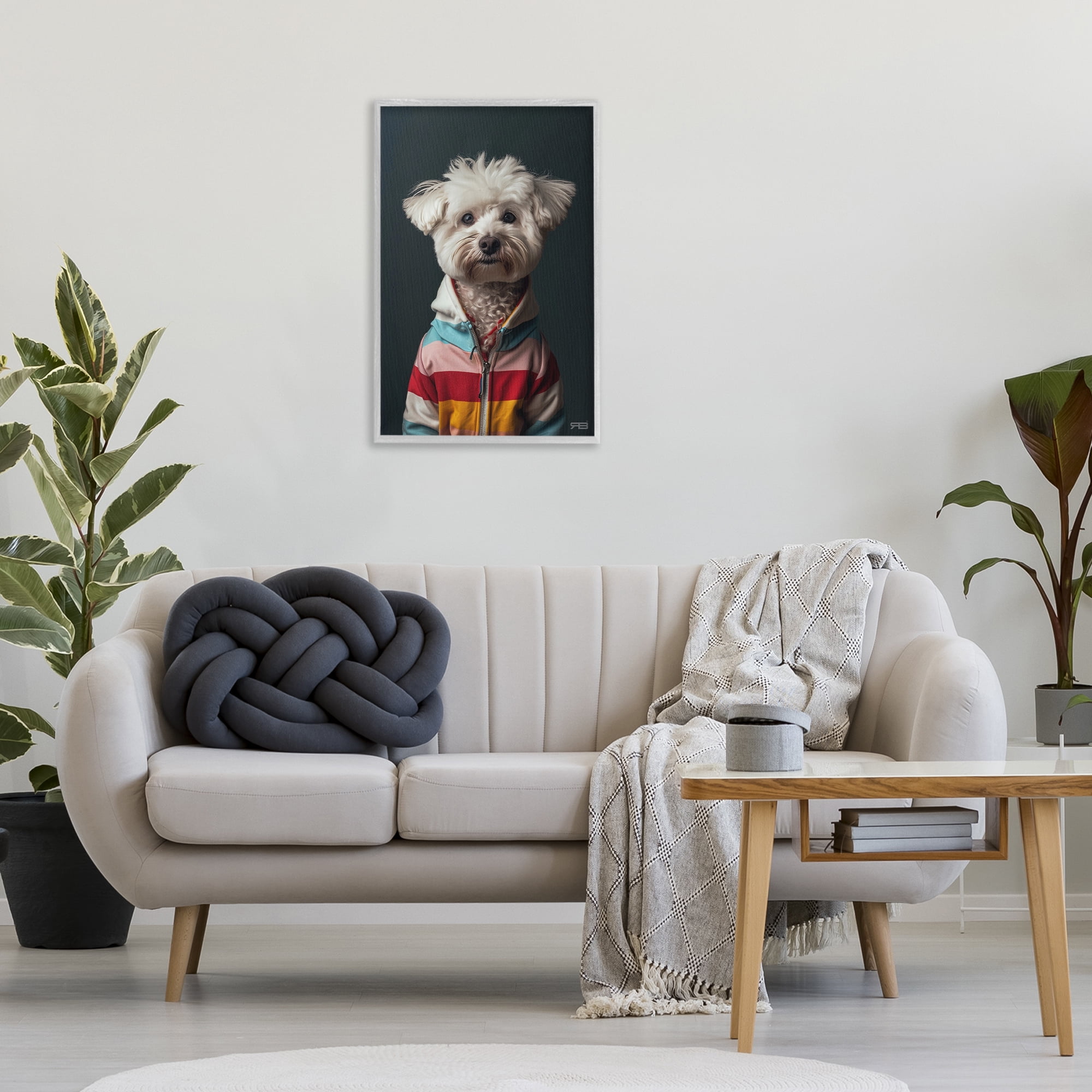 Stupell Industries Terrier Dog with Windbreaker Animals & Insects Painting Gray Framed Art Print Wall Art, 20 x 30