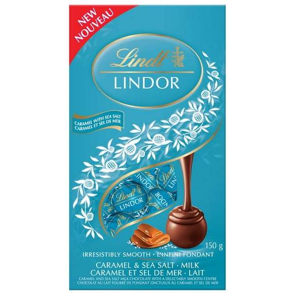 Truffes LINDOR au chocolat lait avec caramel et sel de mer de Lindt – Sachet (150 g) 150g