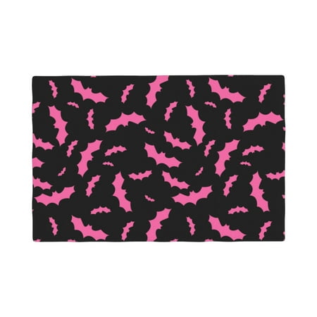 

Placemats Set of 4 Halloween pink bats black cool Heat Resistant Non - Slip Place mats Waterproof table mat for Kitchen Dining-6片装