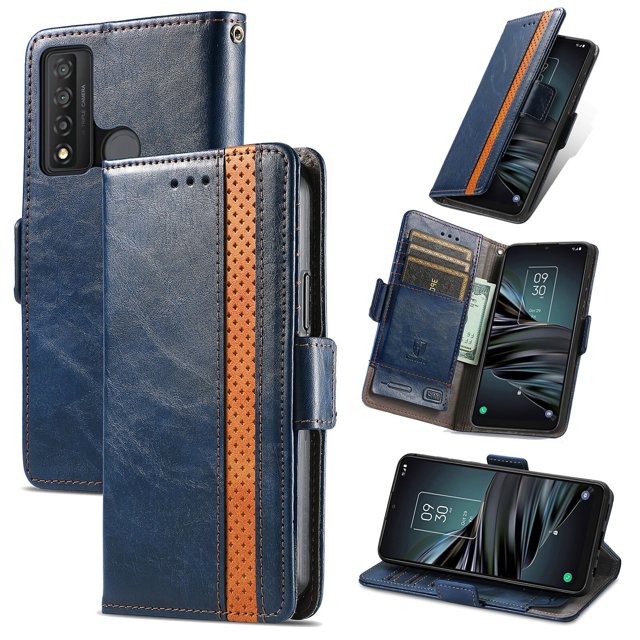 Case for TCL 20 XE Cover Leather Wallet Folio Case Book Design Flip Magnetic Closure - Blue