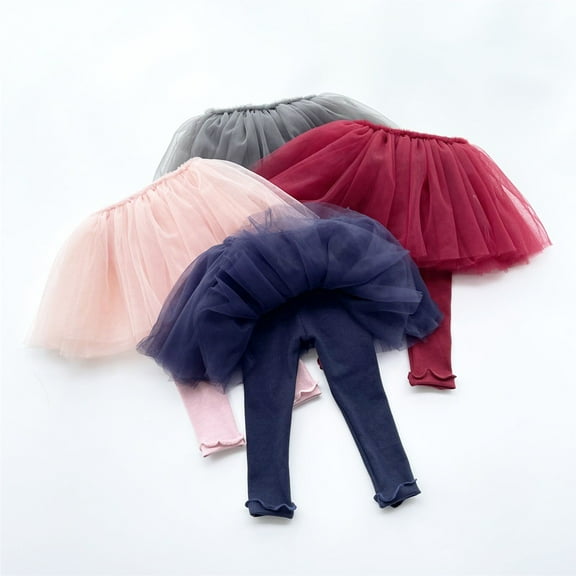 Yuanyu 0-5T Little Girls Footless Leggings with Lace Ruffle Tutu Skirt Tights