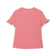 thumbnail image 4 of Povozer Girls' Summer T Shirts Crewneck Girls T Shirts Double Layer Ruffle Short Sleeve Kids Summer Crewneck Tunic Tee Tops for 11-12 Years,Pink, 4 of 5