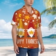 thumbnail image 3 of Fotbe Happy Thanksgiving Three Gnomes Camisa Hawaiana para Hombre Unisex – Camisa Casual de Verano con Botones de Manga Corta de Algodón y Lino,3X-Large, 3 of 7