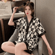 thumbnail image 2 of Pijama de seda de hielo para mujer, de verano, de manga corta, estilo popular en Internet, traje de casa de seda de hielo para primavera y verano, 2 of 6