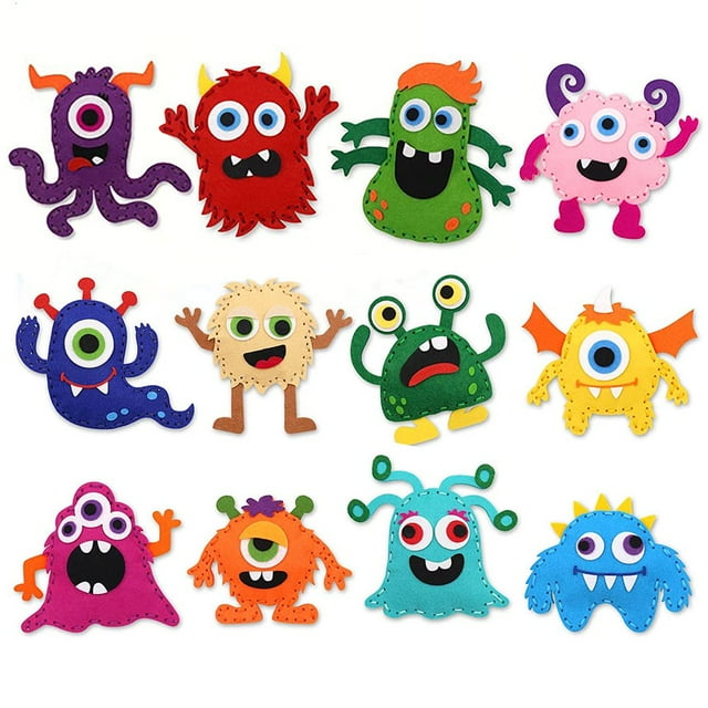 Animals Craft Kit DIY Sewing Felt Craft Set Sewing Kit Felt Ornaments Art Toy Gift for Kids Beginners Educational
