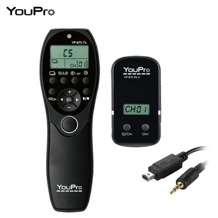 YouPro YP-870 DC2 2.4G Wireless Remote Control LCD Timer Shutter Release Transmitter Receiver 32 Channels for Nikon D750 D7100 D7200 D7000 D600 D610 D5500 D3300 D3200 D3100 D5300 D5200 D5300 DSLR