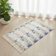 thumbnail image 3 of Starfish Bathroom Rug 2'x3', Blue Ocean Coastal Coral Shell Nautical Boat Low Profile Front Entryway Rug with Tassels, Woven Cotton Washable Kitchen Mat Carpet for Foyer Bedroom Back Door Decor, 3 of 9
