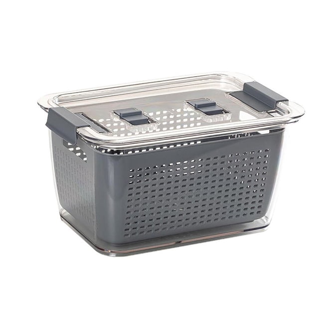 Fresh Food Drainer Container Vegetable Fruit Storage Basket Refrigerator Organizer Bin