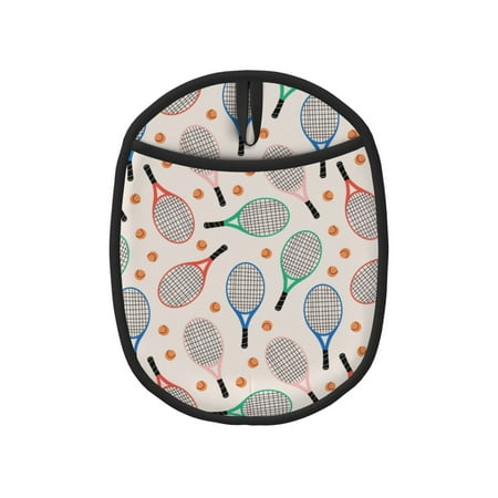 

Pofeuu Cute Tennis Racket Print Silicone Pot Mat Mitten With Hanging Loop Heat Resistant Oven Mitts Non-Slip Bbq Baking Smoking Potholders