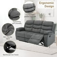 thumbnail image 4 of 3 Seater Reclining Couch Manual 3-Seater Recliner Sofa, Triple Reclining Couch Chair with Adjustable Backrests, Memory Foam Comfort, Storage Pockets, Dark Gray Living Room & Home Theater Furniture, 4 of 7