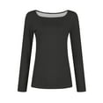 thumbnail image 4 of TQWQT Womens Long Sleeve Shirts Trendy Dark Gray Shirts Slim Fit Y2k Women Tops Tight Crop Tops Square Neck Tshirt Women Tops Teen Girls Winter Clothes XS, 4 of 6