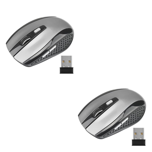 jesticaly Computer 2.4Ghz Wireless Optical Mouse Quick Speed Low Latency 6 Buttons Plastic Gaming Mice Desktop PC Portable Grey 2Set