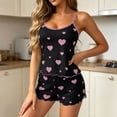 thumbnail image 2 of Loopsun Womens Pajamas Sets Print Wave Hem Thin Straps Top Elastic Waist Shorts Two Piece Flowy Loungewear, 2 of 5