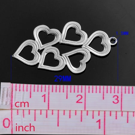 - 10pcs Stainless Steel Love Hearts Charm Pendant Jewelry Findings 29x16mm