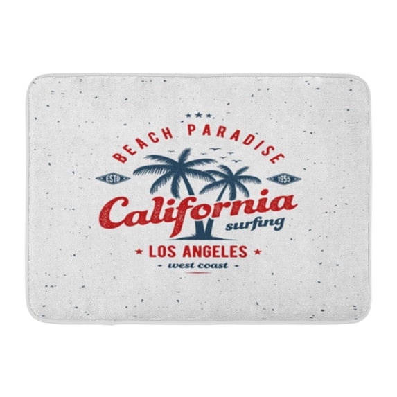 SIDONKU Angeles California Surfing Los Surf Sign Label Beach Vintage Doormat Floor Rug Bath Mat 30x18 inch