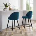 thumbnail image 2 of Counter Stool Chair, Set of 2, Fabric, Metal, Navy Blue, Modern Contemporary Urban Design, Bar Pub Cafe Bistro Hotel Restaurant Hospitality, 2 of 10