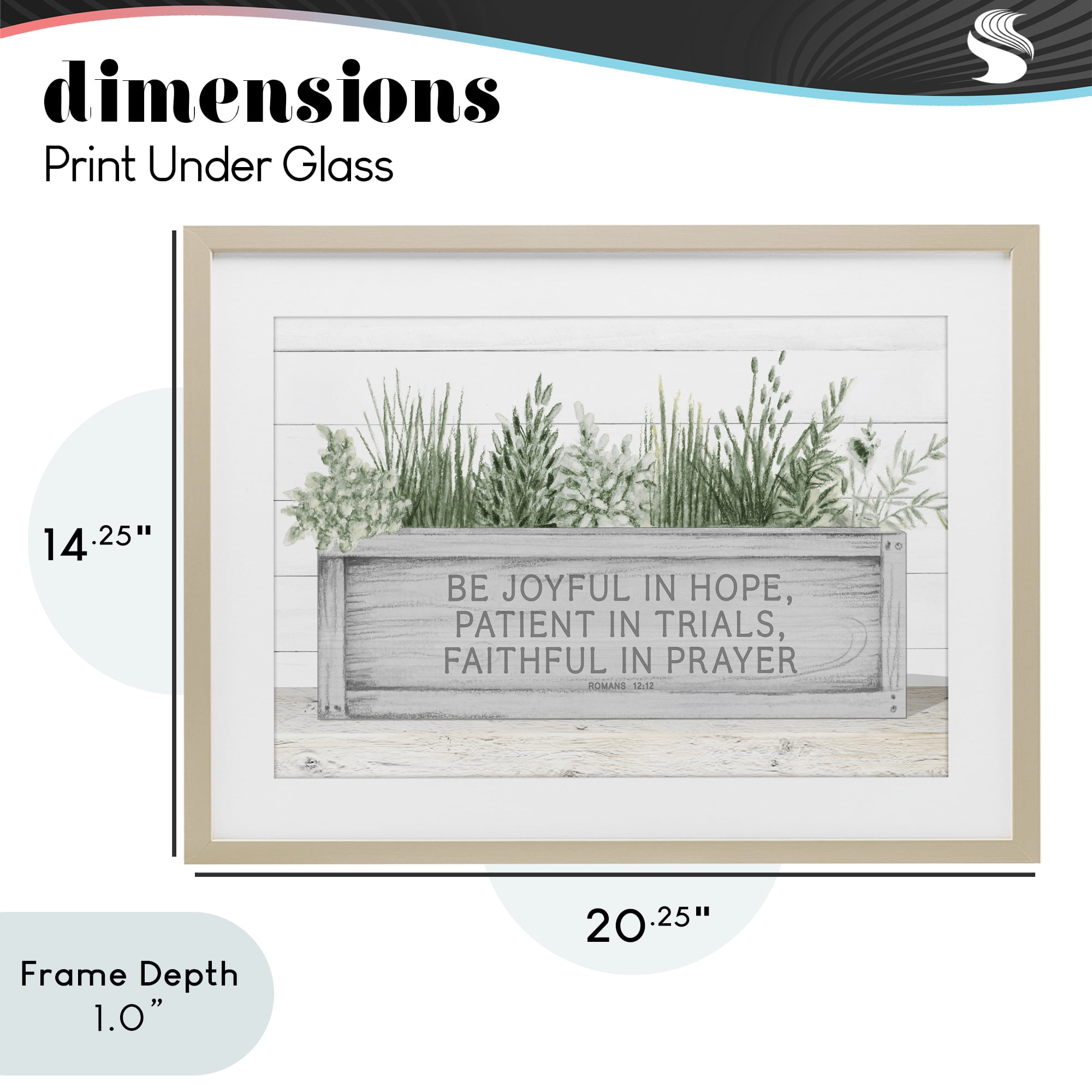 Stupell Industries Be Joyful Flower Box Birch Framed Print Under Glass, design by Janice Gaynor