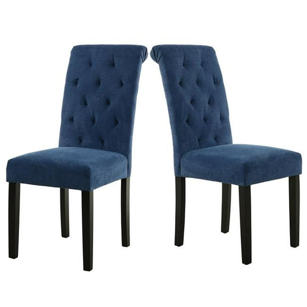 Tufting Fabric Upholstered Dining, Blue Pattern Fabric Dining Chairs