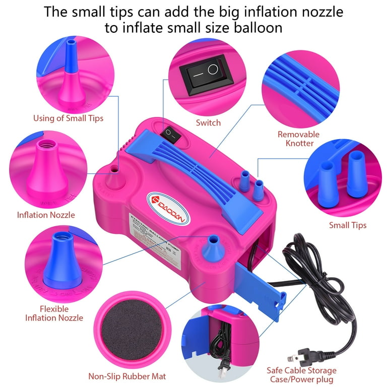 IDAODAN Quick Fill Electric Balloon Pump, Dual Nozzle, 110V
