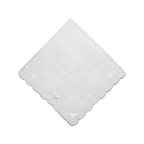 CTM Soft Cotton Bridal Heart Embroidered Handkerchief (Women)