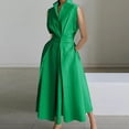 thumbnail image 3 of RYKJLWY Sundresses for Women 2024 New Summer Fashion Wave Dot V Neck Women's Button Fishtail Dress Lapel With Pocket Cute Dresses for Women (Green,L), 3 of 9