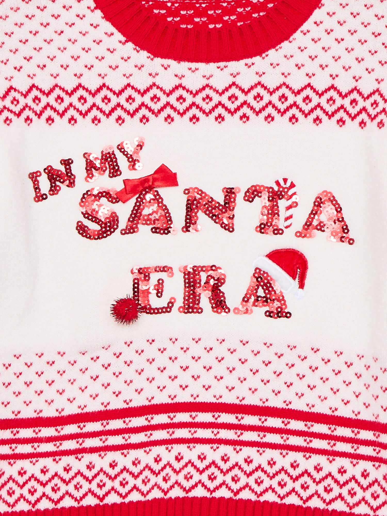 Holiday Time Girls Long Sleeve Christmas Sweater, Sizes 4-18 & Plus