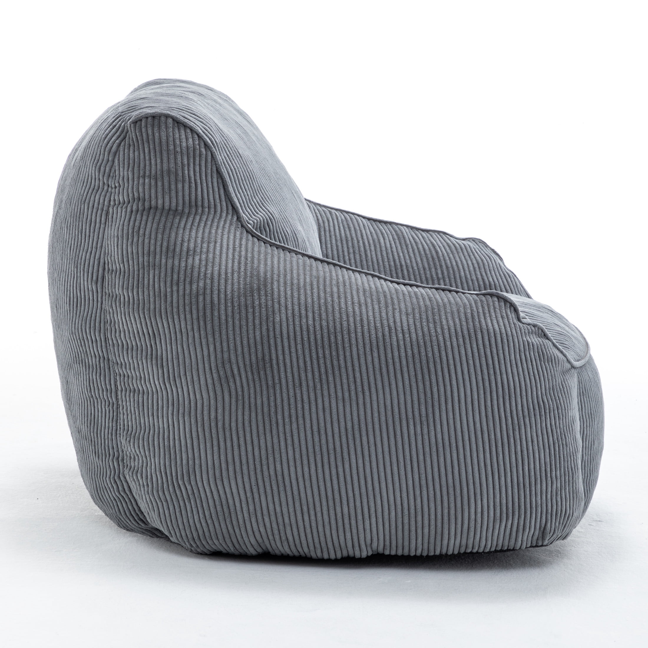 Noble House Prado Ergonomic Corduroy Bean Bag Chair, Comfy Foam Floor Armchair for Bedroom, Living Room, Dark Gray