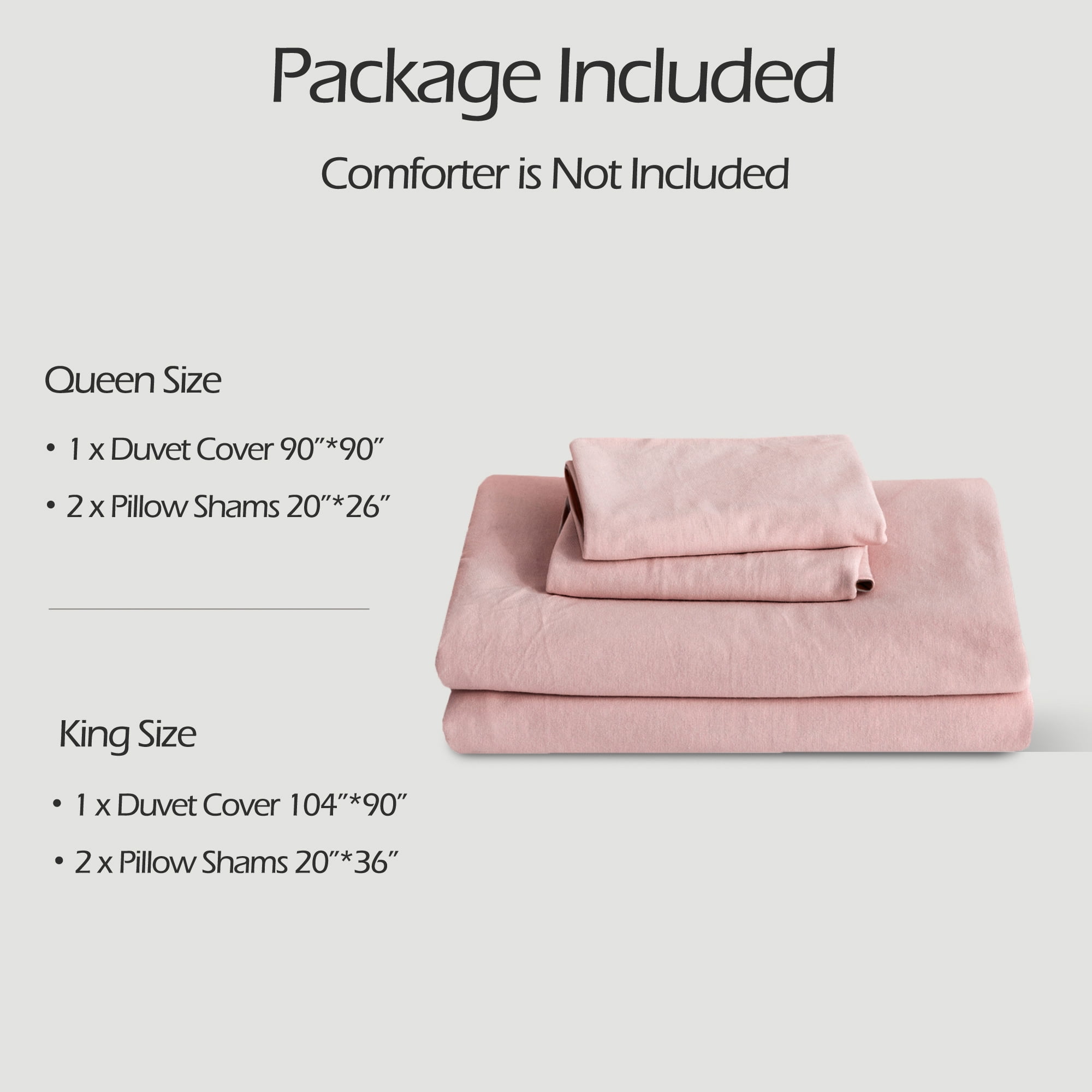 PURE ERA Duvet Cover Set Queen Size 100% Jersey Cotton Reversible Ultra Soft Stretchy Solid Pink Chocolate Brown (1 Duvet Cover 2 Pillow Shams)