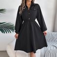 thumbnail image 2 of Kaemgyyd Dresser for Bedroom Long Sleeve Button down a Line Shirt Dress Casual Loose Tie Waist Flowy Midi Dresses, 2 of 7