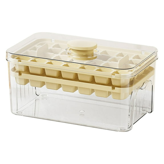 Leodye 1PCS One Button Push Ice Tray Mold with Lid Ice Cube Box Set Home Ice Maker Container -7.76 × 4.72 × 3.82 IN