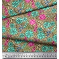 thumbnail image 3 of Soimoi Georgette Viscose Fabric Leaves & Peony Floral Fabric Prints by Yard 42 Inch Wide, 3 of 3