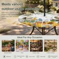 thumbnail image 6 of Round Outdoor Tablecloth with Umbrella Hole and Zipper, Eucalyptus Leaves Tablecloth with Elastic Waterproof, Sunflowers Spring Watercolor Country Floral Bee Patio Table Covers for 45" - 54" Tables, 6 of 9