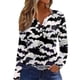 thumbnail image 1 of Camiseta de manga larga de Halloween para mujer: Top informal con estampado festivo de calabaza y murciélago, 1 of 5