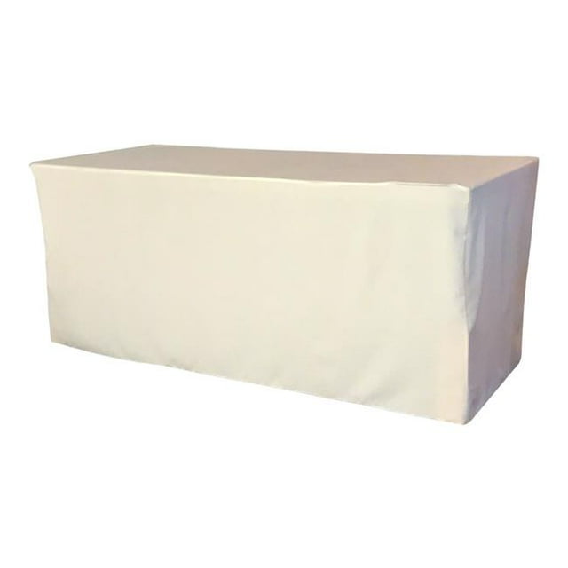 LA Linen TCpop-fit-72x30x30-IvoryP25 2.23 lbs Polyester Poplin Fitted Tablecloth, Ivory