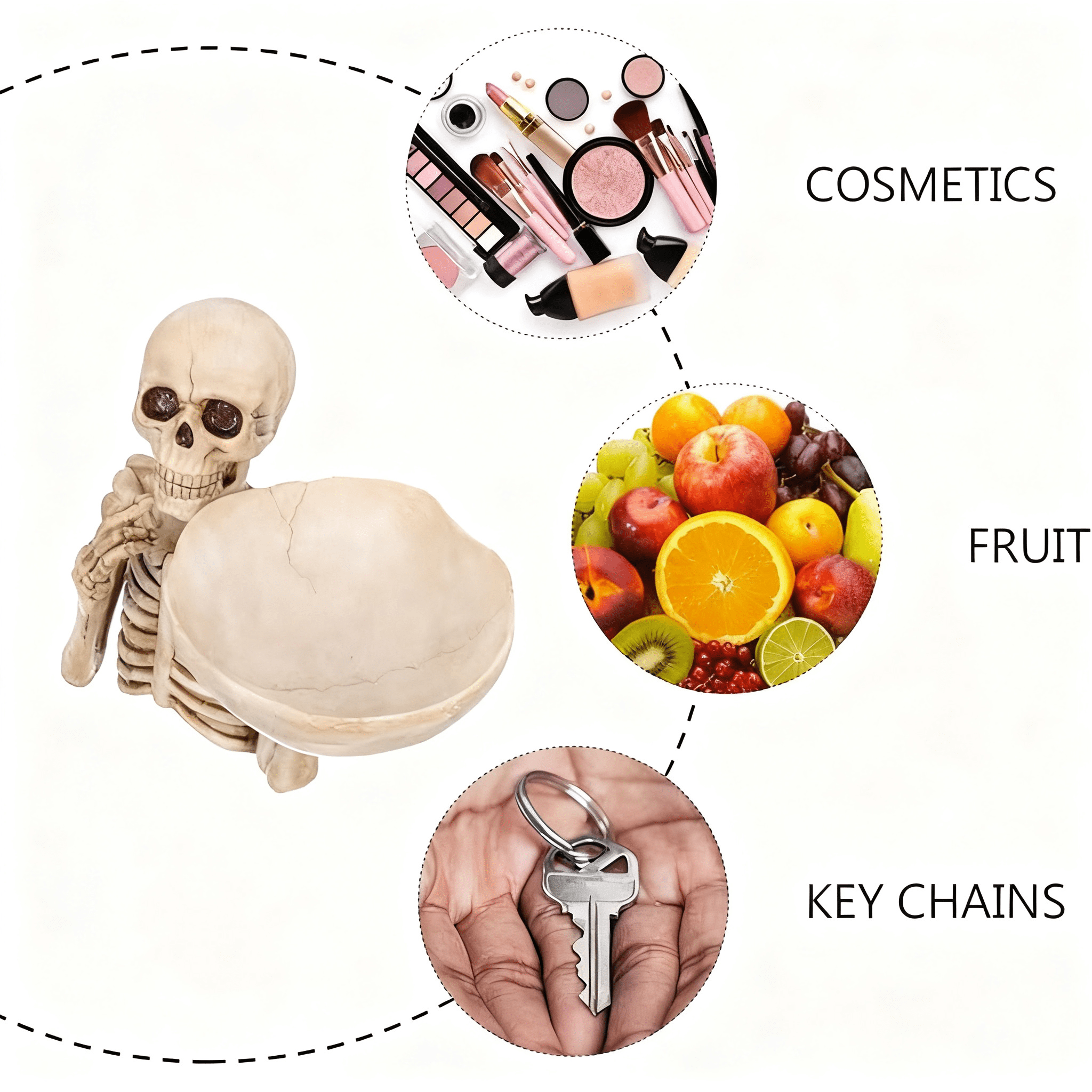 Skull Fruit Platter Candy Dish 8.65 Inch Resin Serving Tray for Halloween